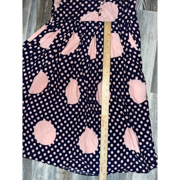 Shirt Waist Dress by Gul Zar Navy and Pink Polka Dots Size Large (42) - Picture 10 of 10